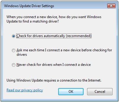 Disable automatic driver updates